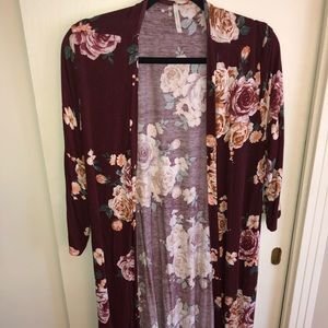 Maroon floral Long cardigan